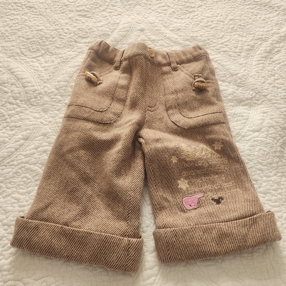 Kids Brown Wool Cropped Pants